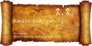 Kanitz Klára névjegykártya